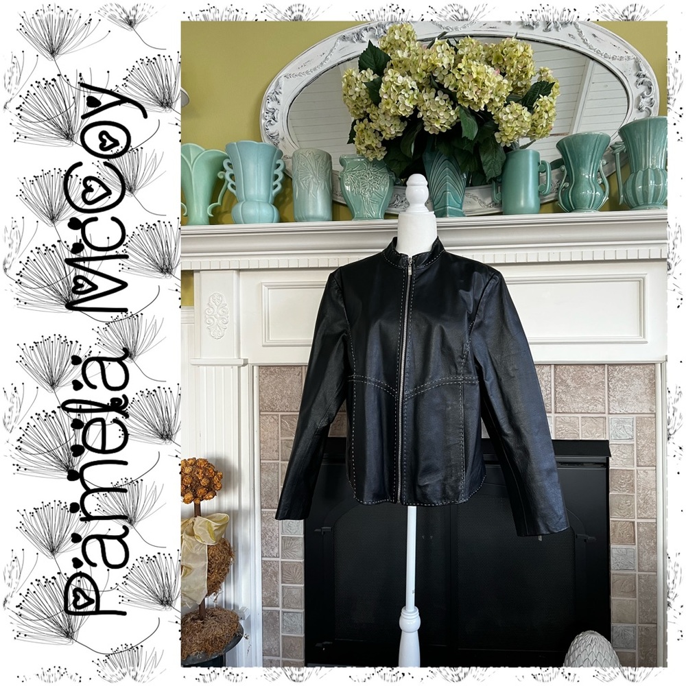 Motto style leather jacket, size L or XL